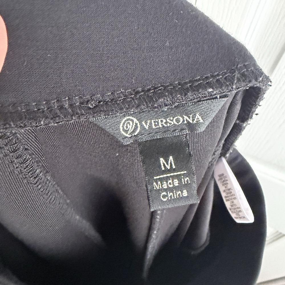Versona Black Pleated Pull On Pants Women's Size Medium Office Comfy Travel Boho - Picture 4 of 5